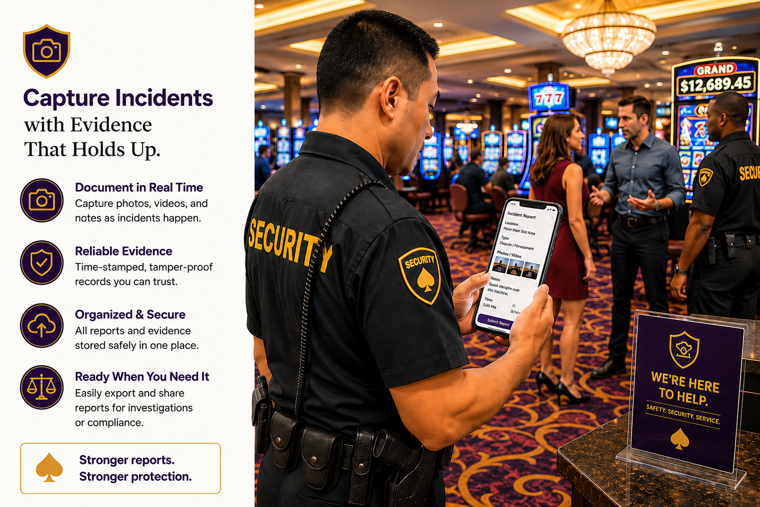 Incident reporting on a casino floor