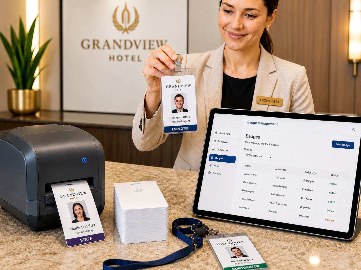 Employee photo ID system at a hotel